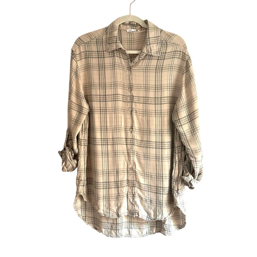 SUNDRY Ski Destination Plaid Button‎ Down Gray Sz 1 (US Small) - Picture 3 of 5